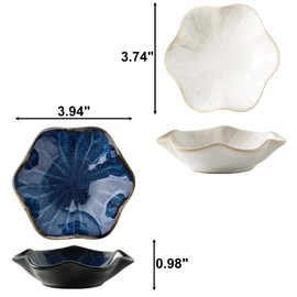 Koyzsen 2Pcs Ceramic Jewelry Dish - Lotus Leaf Shape, for Ring Holder Necklace Small Key, Suitable for Mother Friend Sister, Gifts for Women, Cute Plate Trinket Tray, Home Decor (Blue & White)