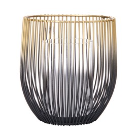 Elements 6.1x6.1x6.89 Inch Gold and Black Wire with Clear Glass Candleholder, for Use with Wax or Flameless Candle