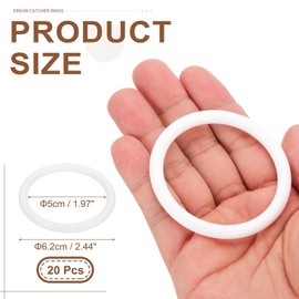 PATIKIL 20 Pcs Dream Catcher Rings, 2.4 inch Floral Macrame Plastic O Rings DIY Round Plastic Hoops for Crochet Craft Making Wall Hanging Wedding Wreath Christmas, White