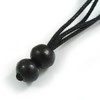 Avalaya Blue/Olive/Teal Geometric Round Wooden Bead Necklace with Adjustable Black
