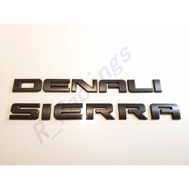GM 4PCS Matte Black Denali Sierra Emblem Letters Fit GMC