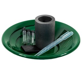 TerraX 8-Piece Gold Panning and Melting Crucible Kit with Prospecting Pan, Glass Vials, and Testing Stone - Gold Panning Kit, Gold Testing, Gem Panning