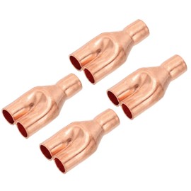 PATIKIL 3/8" x 3/8" x 3/8" ID Tee Tee Y Type Copper Fitting, 4 Pcs Welding Joint Split Union Intersection for HVAC, Air Conditioning Refrigeration System