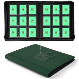 GERMUN Toploader Binder, Holds 324 Toploaders, 9 Pocket Top Loader Binders with Sleeves for 3 x 4'' Toploaders, Double-Sided Pocket Top Loader Storage Binder, Trading Card Binder - Diamond Green