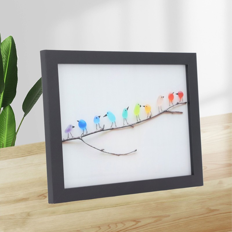 Photo Frame Black Decorative Rugged Multifunctional Sea Glass Birds Picture