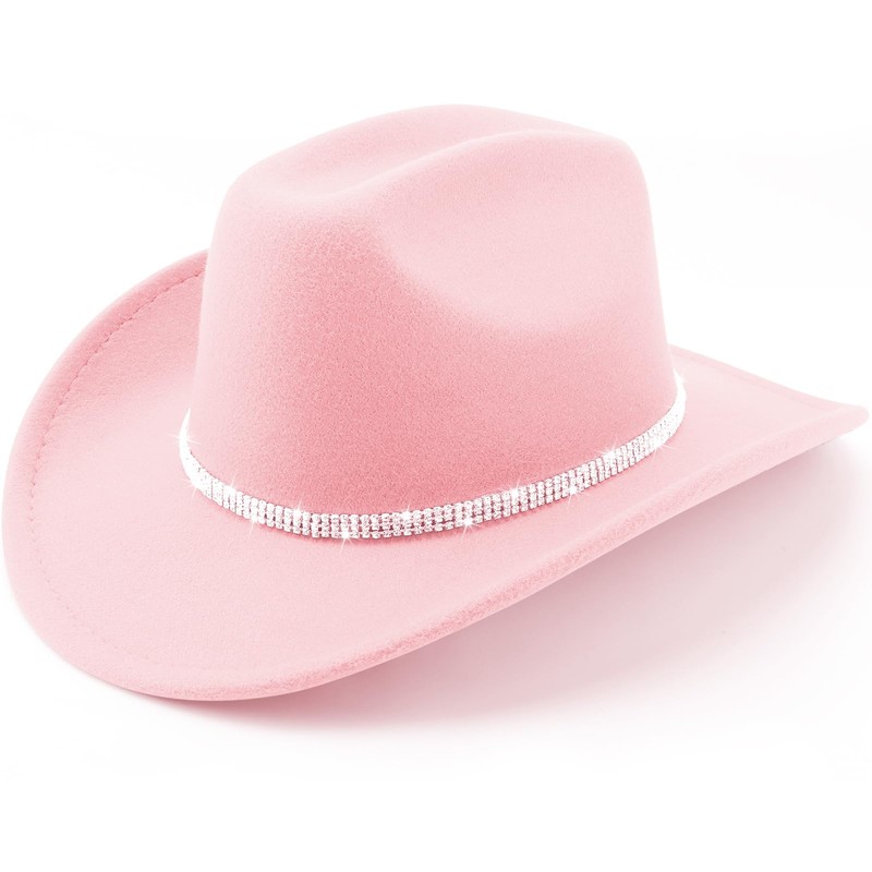 DRESHOW Glitter Cowboy Hat Classic Western Rhinestone Cowgirl Hat Outdoor