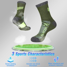 Heatuff - Calcetines deportivos para hombre, 6 unidades, para senderismo, talones y dedos reforzados, Cada color 1p, Fit US Men's Shoe Size 6-12 / Sock Size 10-13