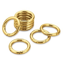 Gkeygo Key Ring Clip, 1 Inch Keychain Rings, 8 Pack Round Carabiner Clip for Keys, Buckle, Bags, Purses - Key Chain Hooks Replacement Keychains Lanyard DIY Crafts, Gold
