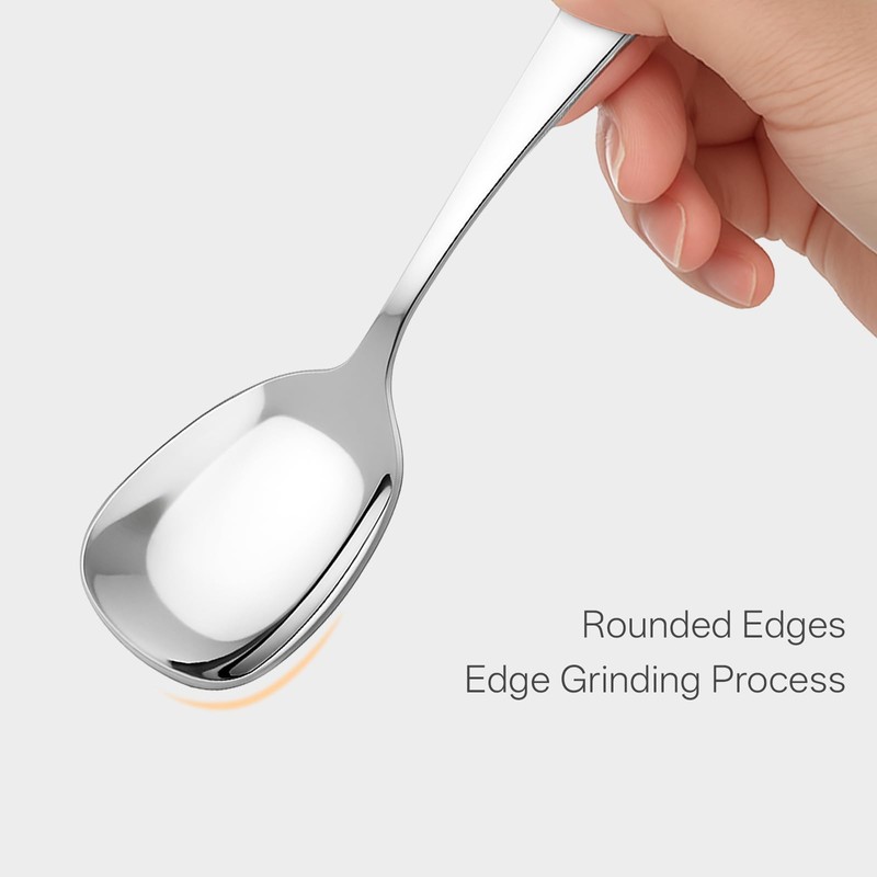 12 Pieces Square Head Soup Spoons, Heavy Weight Stainless Steel