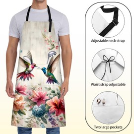 ainori Bird Apron for Women with Hummingbird,28x33in,Floral Garden Kitchen Aprons with 2 Pockets,Oxford Fabric,Beautiful Adjustable Apron for Cooking Baking Gardening Chef,Gifts for Mom Wife