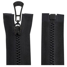 AERZETIX - C64113 set of 2 zip no. 5 self-locking 50 cm separable - metal pull tab - colour black - slider made of mesh fabric haberdashery clothing sewing jacket