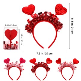 Beaupretty 3pcs Valentines Day Headbands Heart Headbands for Women Valentine Hair Headpieces Valentines Day Accessories for Party Wedding
