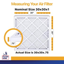 Filter King 30x30x1 Air Filter | 12-PACK | MERV 13 HVAC Pleated A/C Furnace Filters | MADE IN USA | Actual Size: 30 x 30 x .75"