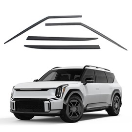 Safe Smoke Window Visor Deflector Sun Rain Vent Guard 4 Pcs Set Compatible with KIA EV9 2024~ Out Channel Visor (Black)