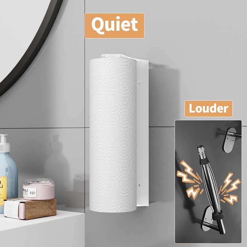 Paper Towel Holder Under Cabinet, White Kitchen Accessories Decor, Wall