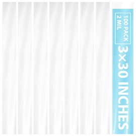 HOFURME 100 Pack Poster Poly Bags, Long Blueprint Storage tube 3x30 Inch, Clear Flat Open Blueprint Storage Poster Tube for Large Narrow Items, Waterproof