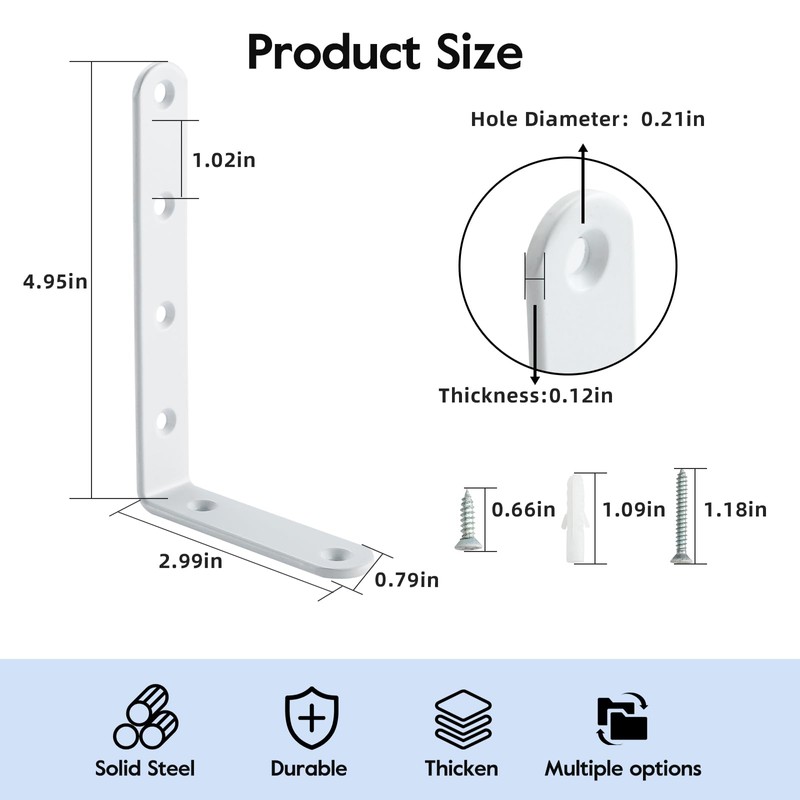 HOME MASTER HARDWARE Corner Brace White L Shelf Brackets Heavy