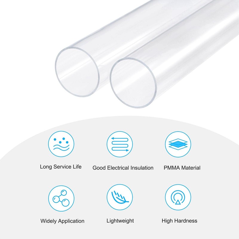 Recogwood Acrylic Pipe Clear Rigid Round Tube 51mm ID 55mm