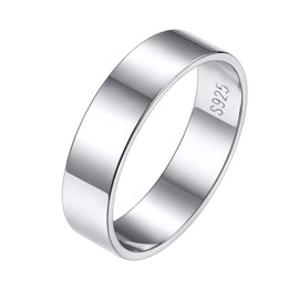 Plain Silver Band Wedding Engagement Rings Mans Glossy Stacking Stacked Jewelry S925 Silver Little Finger Ring Size 11
