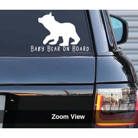 Printbeat Baby Bear on Board Vinyl Decals Stickers for Cars, Vans, Trucks, and laptops (White3.7x5.4)
