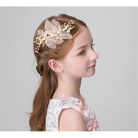 OWIEOW Gold Leaf and Pearl Hair Accessories, Hair Ornament, Boxed, Recitals, Weddings, Children, Adults, Handmade, Artisanal Headdress (Gold)