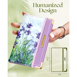Slohif Slohif Server Book for Waitress Cute Serving Books with Zipper Pocket Accessories Leather Server Check Book Restaurant Waiter Server Booklet Organizer Ticket Book Holder Purple Flower