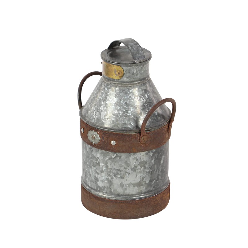 Deco 79 Metal Galvanized Milk Can, 13 by 7-Inch