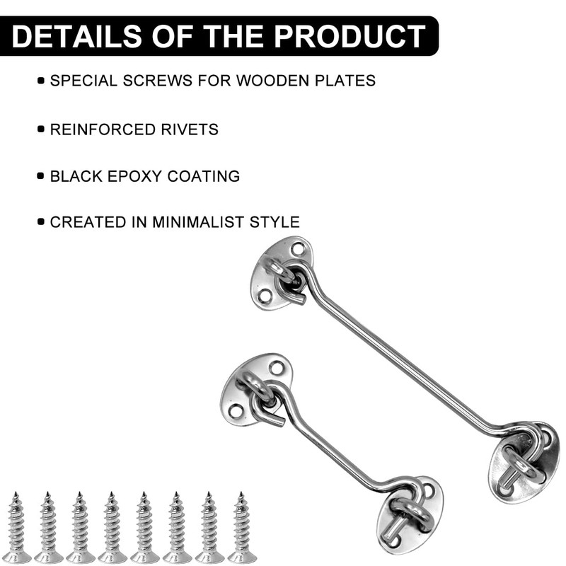 LICQIC 2 PCS Cabin Hook, Gate Latch Hook, Stainless Steel