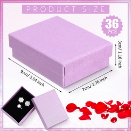 Sasylvia 36 Pcs Jewelry Cardoard Gift Boxes Small Jewelry Packaging Boxes Necklace Ring Earring Gift Storage Box with Cushion and Lid 3.5 x 2.8 x 1.2 Inch(Pink Purple)