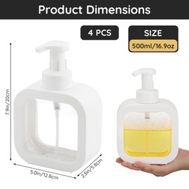 Segbeauty Soap Dispenser, White, Pack of 4, 500 ml Foam Soap Dispenser, Bathroom Soap Dispenser with Foam Pump, Soap Dispenser Plastic with Labels, Soap Dispenser Modern