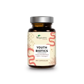 Vegavero Youth Biotics Kapseln | Veganer Anti-Aging Komplex | Mit Vollagen?, Hyalurons?ure & Bakterienst?mmen | Magensaftresistent | 60 Stck | Deutsche Produktion von Vegavero?
