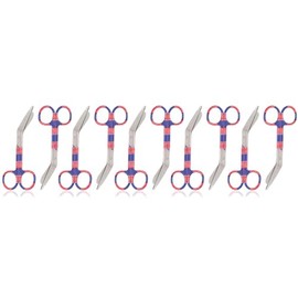 AAProTools Lister Bandage Scissors, Stainless Steel, Adult - Bulk Multipack - Select Quantity (American Flag Design 10 Pack) (4.5")
