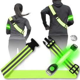 Rr'epp Reflective Tuski + LED Armband, Protects You From The Dark!, Reflective Belt, Suspension, Fluorescent Belt, Safety Band, Running Light, Chest Light, Jogging Light, Running, Jogging