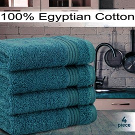 Textile Do 4 X Luxury Face Cloth Towel Set (30 x 30 cm-800 GSM) 100% Egyptian Cotton Wash Cloths Super Soft Flannels Face Cloths for Gym Spa Bathroom (Cotton, Blue Lagoon)