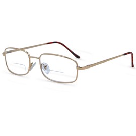 In Style Eyes Enda Middle - Italian Design Bifocal Magnification Reading Glasses - Wired Metal Frame, Non-Polarized Lens - Gold - 1.75x
