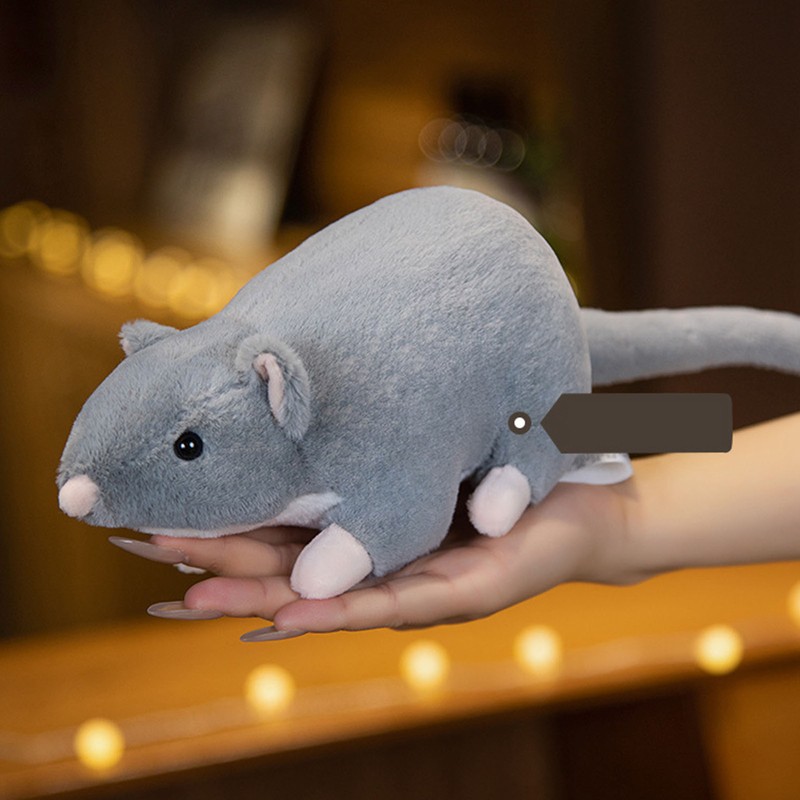Plush Mouse Toy Funny High Simulation Gray Stuffed Mouse Animal