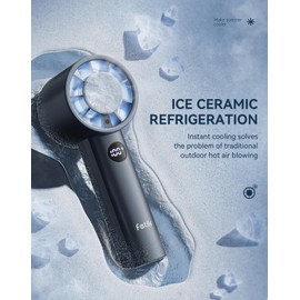 Turbo Fan, Powerful Personal Fan 12 hrs Battery Life 3600mAh High-Speed Motor USB Rechargeable Portable Mini Handheld Fan for Travel/Outdoor/Gift/Makeup (Glamour Black)