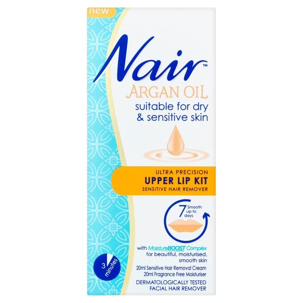 Nair - Upper Lip Kit - Ultra precision - For Dry & Sensitive Skin - with Natural Argan Oil - 2 tubes of 20ml