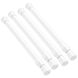 QINGYUN 4 Pack Small Tension Rod 12 to 19 Inch Adjustable Tension Curtain Rod Mini Closet Spring Rod No Drilling Short Tension Rods for Windows, Cupboard, Kitchen Cabinets, White