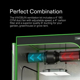 VIVOSUN 6" 390CFM Inline Fan w/ Speed Controller Carbon Filter 8Ft Ducting