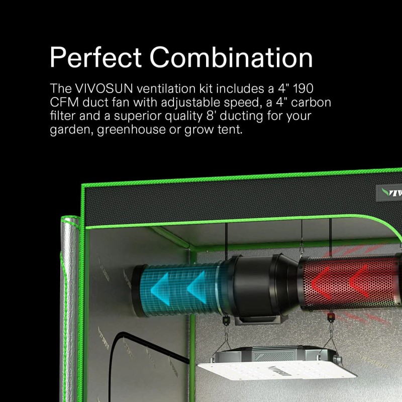 VIVOSUN 6" 390CFM Inline Fan w/ Speed Controller Carbon Filter