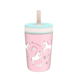 Zak Designs Kelso Kids Leakproof Tumbler with Silicone Sipper Spout - 12 Ounce Stainless Steel Cup, Insulated Drinkware with Secure Lid:_Fanciful Unicorn