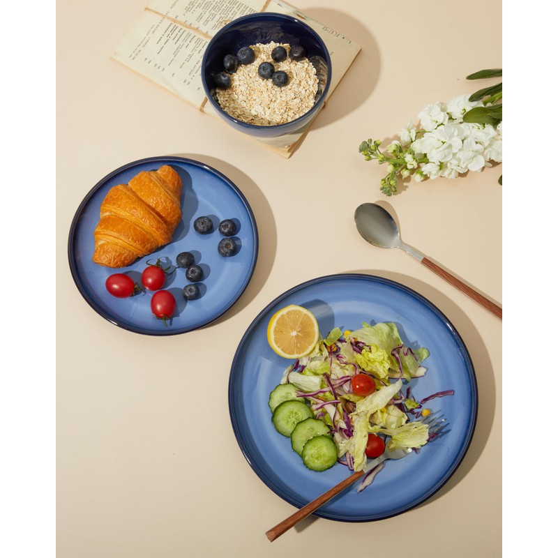 Pokini Stoneware Dinnerware Sets, Ceramic Plates and Bowls Set, Microwave