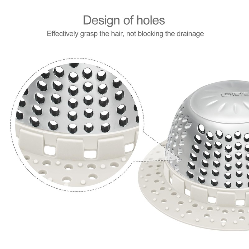 LEKEYE Shower Drain Hair Catcher/Shower Drain Cover/Drain Protector for Pop-Up