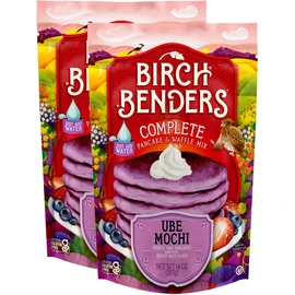 Birch Benders Ube Mochi Pancake & Waffle Mix, 14 oz Bag (Pack of 2)
