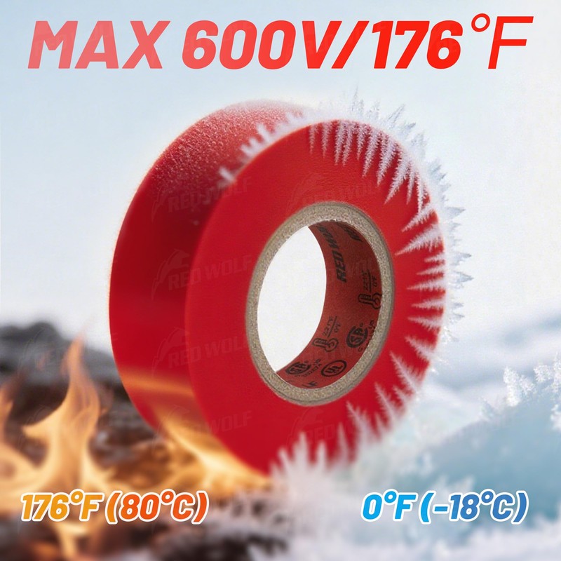 RED WOLF Red Electrical Tape 3/4 Inch x 66 Ft