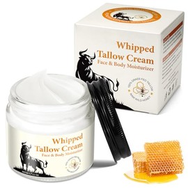 Sarga de ternera para la piel – Crema hidratante profunda para la cara, hidratante natural alimentado con pasto y bálsamo de crema de miel para una cara y cuerpo nutritivos suaves, 2.1 onzas