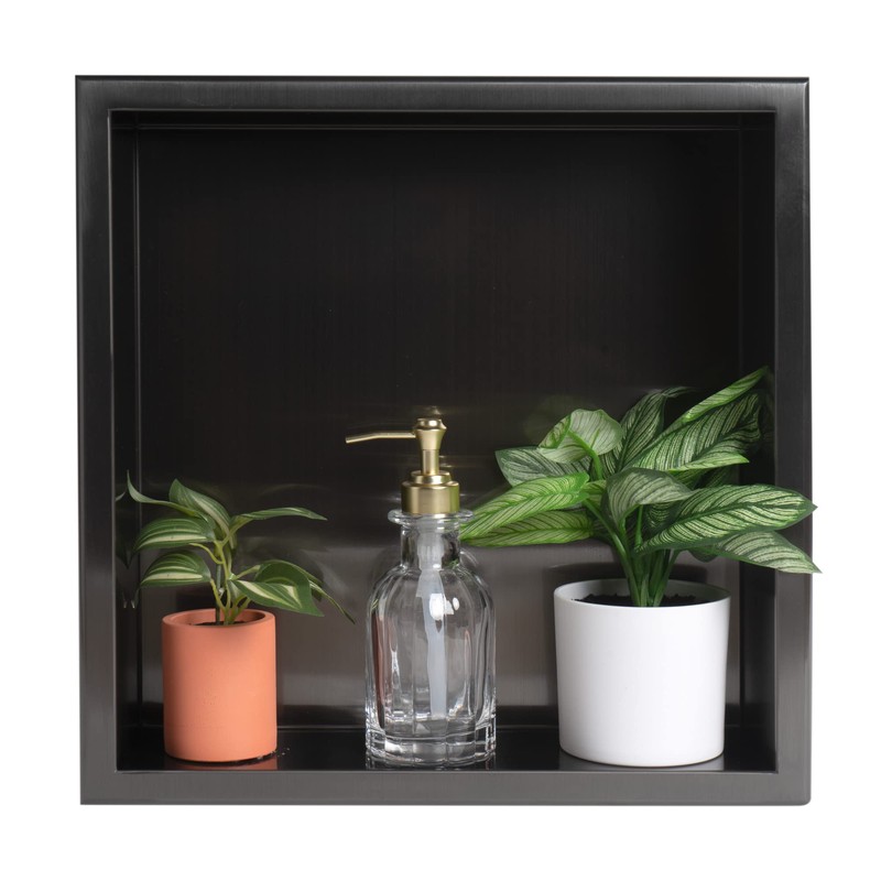 ALFI brand ABNP1616-BB Shower Niche, Brushed Black