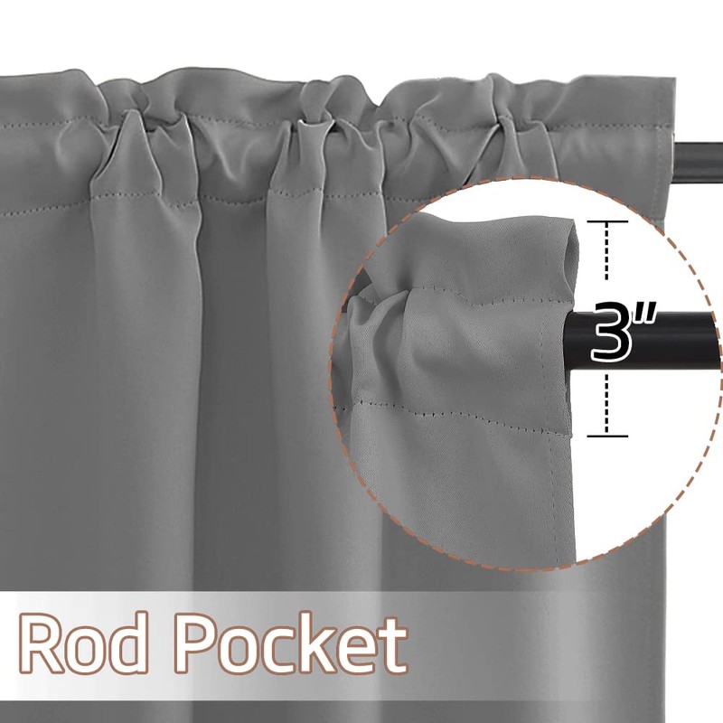 NICETOWN Silver Grey Valances for Windows, Rod Pocket Window Valances