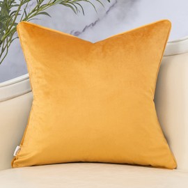 Yangest Gold Leaf Square Pillow Cover Cut Velvet Cushion Cover Luxury Modern Pillowcover for Couch Living Room Bedroom,18x18 Inch